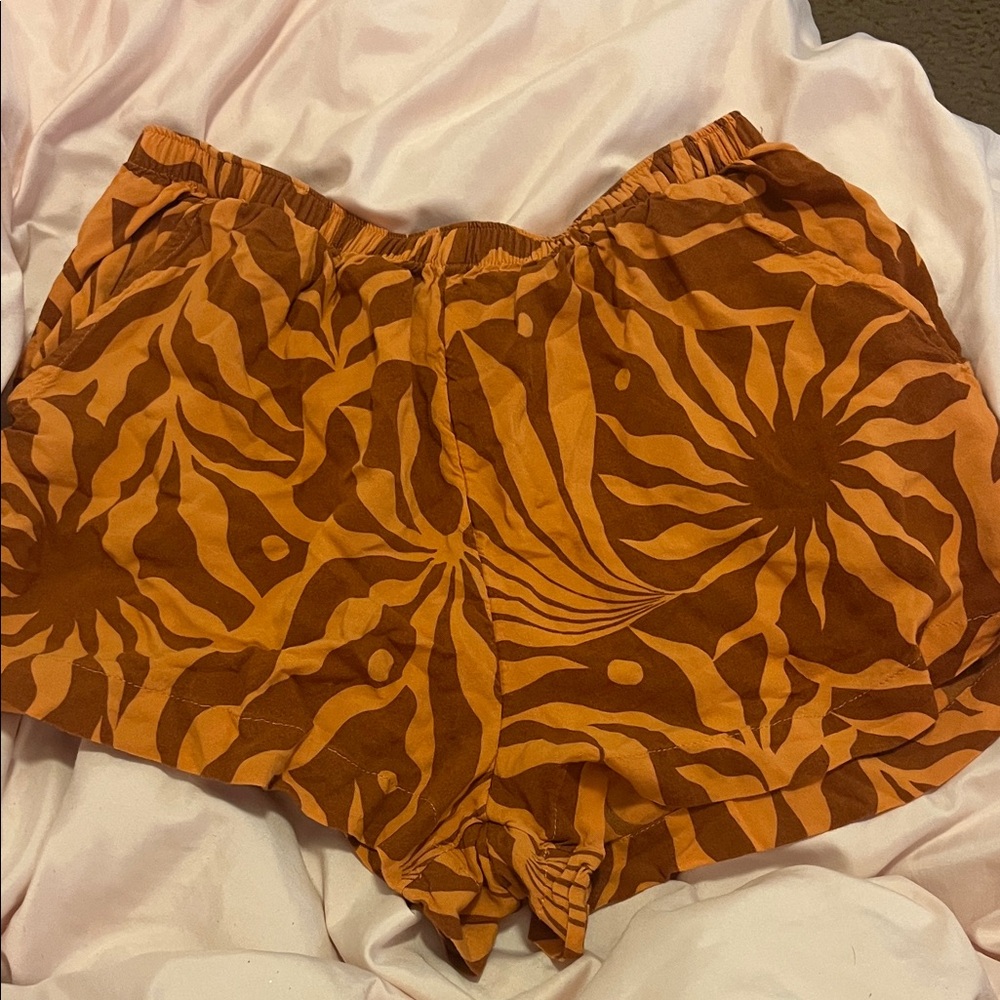 Billabong High Waist Orange Patterned Shorts